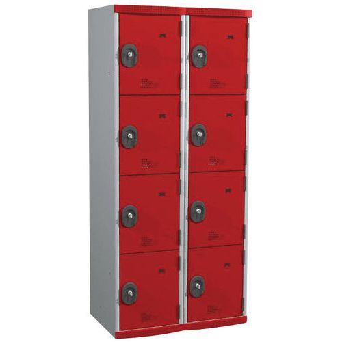 Zvárané šatníky Acial, 2 stĺpce, 8 boxov, 400 mm, cylindrický zámok Zvárané šatníky Acial, 2 stĺpce, 8 boxov, 400 mm, cylindrický zámok