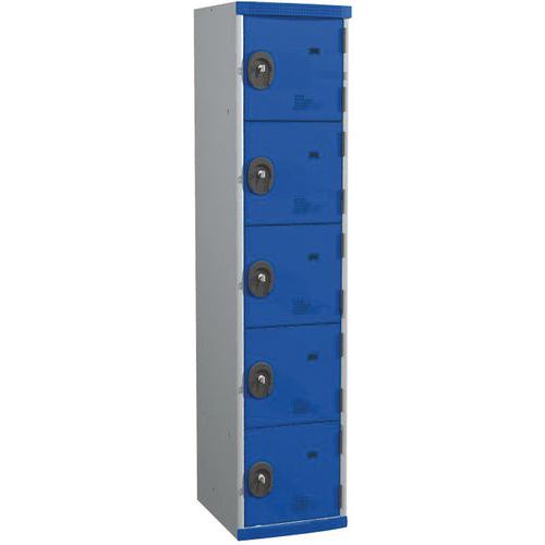 Zvárané šatníky Acial, 1 stĺpec, 5 boxov, 400 mm, cylindrický zámok Zvárané šatníky Acial, 1 stĺpec, 5 boxov, 400 mm, cylindrický zámok