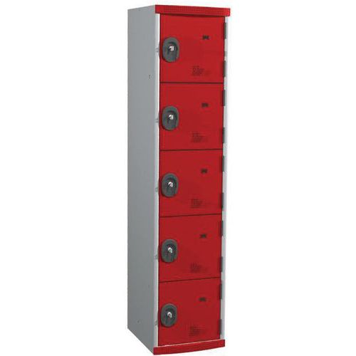Zvárané šatníky Acial, 1 stĺpec, 5 boxov, 400 mm, cylindrický zámok Zvárané šatníky Acial, 1 stĺpec, 5 boxov, 400 mm, cylindrický zámok