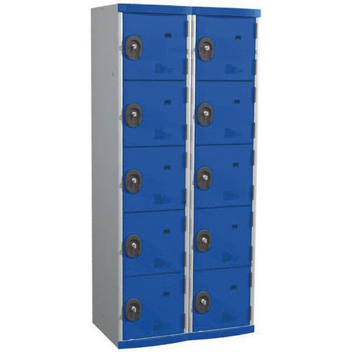 Zvárané šatníky Acial, 2 stĺpce, 10 boxov, 400 mm, cylindrický zámok