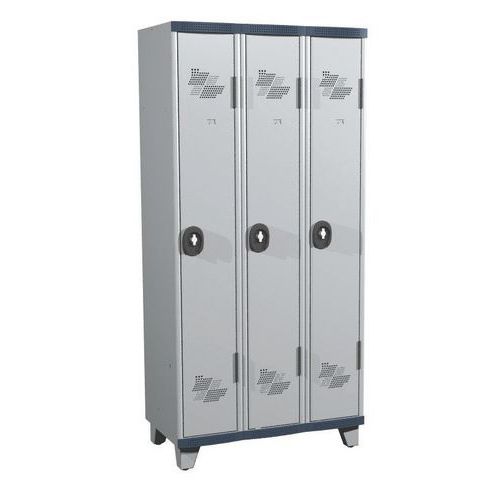 Zvárané šatníky Acial, 3 oddiely, 300 mm, na nohách, otočný uzáver Zvárané šatníky Acial, 3 oddiely, 300 mm, na nohách, otočný uzáver