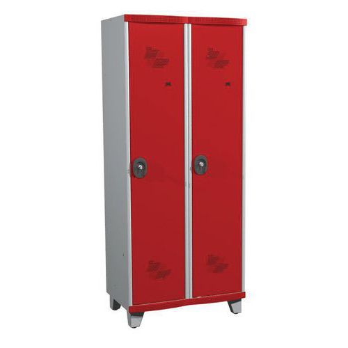 Zvárané šatníky s medzistenou Acial, 2 oddiely, 400 mm, na nohách, cylindrický zámok