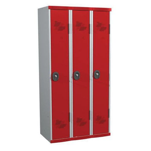 Zvárané šatníky Acial, 3 oddiely, 300 mm, cylindrický zámok Zvárané šatníky Acial, 3 oddiely, 300 mm, cylindrický zámok