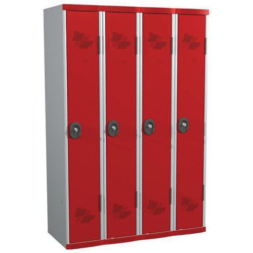 Zvárané šatníky Acial, 4 oddiely, 300 mm, cylindrický zámok Zvárané šatníky Acial, 4 oddiely, 300 mm, cylindrický zámok