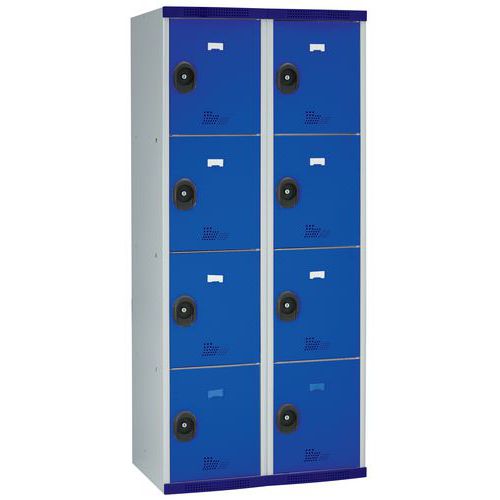 Zvárané šatníky Acial, 2 stĺpce, 8 boxov, 400 mm, cylindrický zámok Zvárané šatníky Acial, 2 stĺpce, 8 boxov, 400 mm, cylindrický zámok