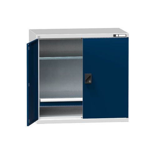 Kovové dielenské skrine na náradie SK1, 1000 x 1044 x 625 mm, 2 police a 1 zásuvka, šedá