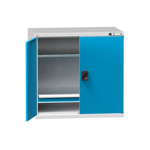 Kovové dielenské skrine na náradie SK1, 1000 x 1044 x 625 mm, 2 police a 1 zásuvka, šedá