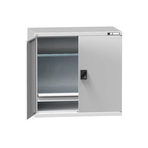 Kovové dielenské skrine na náradie SK1, 1000 x 1044 x 625 mm, 2 police a 1 zásuvka, šedá