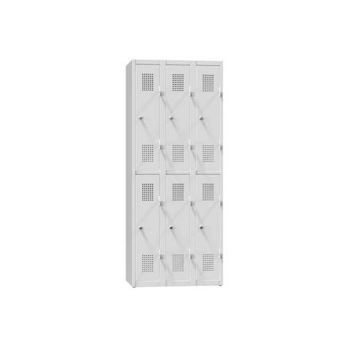 Kovové šatníkové skrine 6-box na sokli, polené, bez police, 750 x 500 x 1850 mm