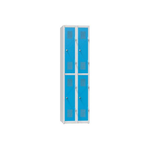 Kovové šatníkové skrine 4-box na sokli, polené, bez police, 800 x 500 x 1850 mm
