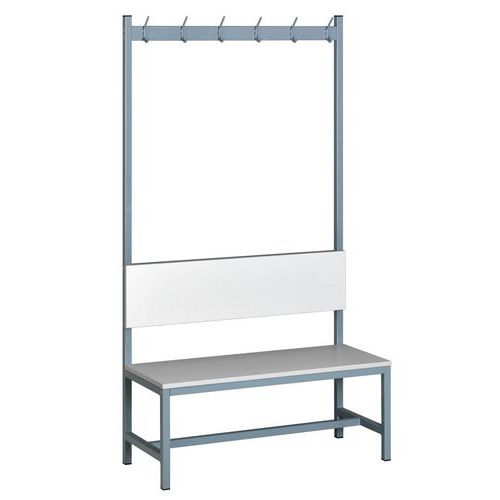 Šatníková lavica s operadlom a vešiakmi, 1800 x 1000 x 400 mm, sivá Šatníková lavica s operadlom a vešiakmi, 1800 x 1000 x 400 mm, sivá