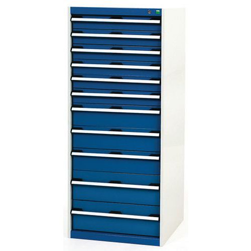 Dielenské zásuvkové skrine Bott Cubio, 160 x 65 x 52,5-75 cm, 11 zásuviek