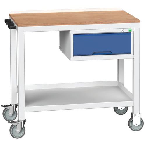 Mobilné dielenské stoly Bott Verso Weld so zásuvkou, šírka 100 cm, multiplex/oceľ