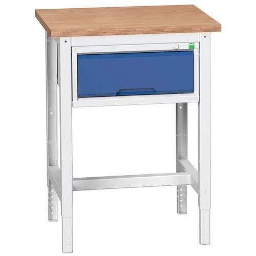 Dielenské stoly Bott Verso so zásuvkou, šírka 70 cm, výškovo nastaviteľné, multiplex/linoleum