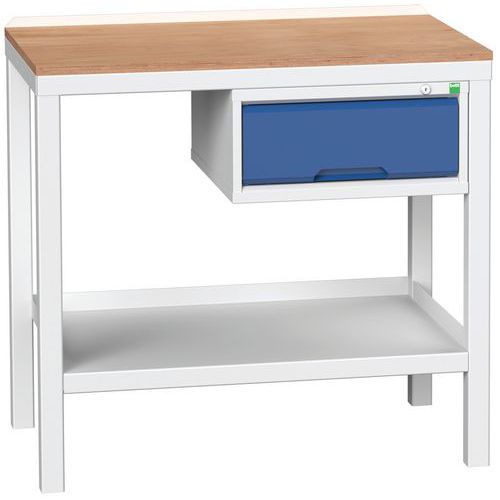 Dielenské stoly Bott Verso Weld so zásuvkou, šírka 100 a 150 cm, multiplex/oceľ