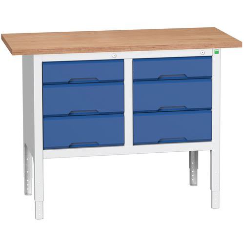 Dielenské stoly Bott Verso Storage, 83-93 x 125 x 60 cm, rôzne vybavenie, multiplex