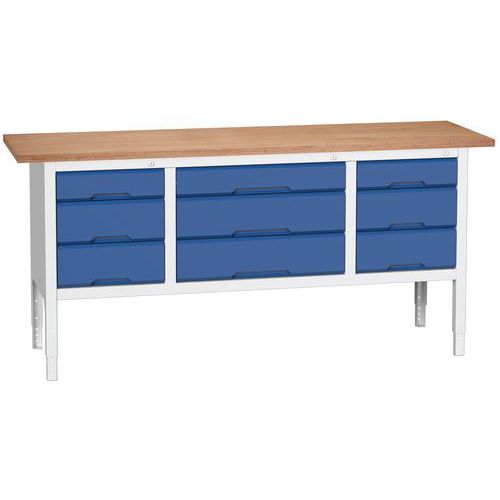 Dielenské stoly Bott Verso Storage, 83-93 x 200 x 60 cm, rôzne vybavenie, multiplex
