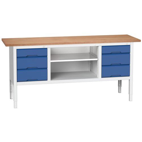 Dielenské stoly Bott Verso Storage, 83-93 x 200 x 60 cm, rôzne vybavenie, multiplex