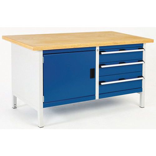 Dielenský stôl Bott Cubio Storage, 84 x 150 x 75 cm, 3 zásuvky, skrinka, linoleum/multiplex