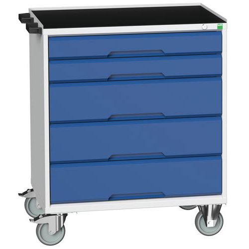 Mobilné zásuvkové stoly Bott Verso, 98 x 80/105 x 55/60 cm, 5 zásuviek, multiplex/linoleum/rohož