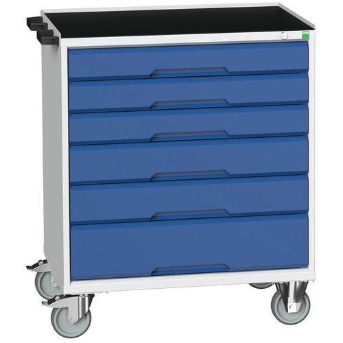 Mobilné zásuvkové stoly Bott Verso, 98 x 80/105 x 55/60 cm, 6 zásuviek, multiplex/linoleum/rohož