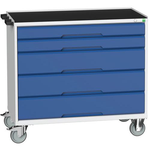 Mobilné zásuvkové stoly Bott Verso, 98 x 80/105 x 55/60 cm, 5 zásuviek, multiplex/linoleum/rohož