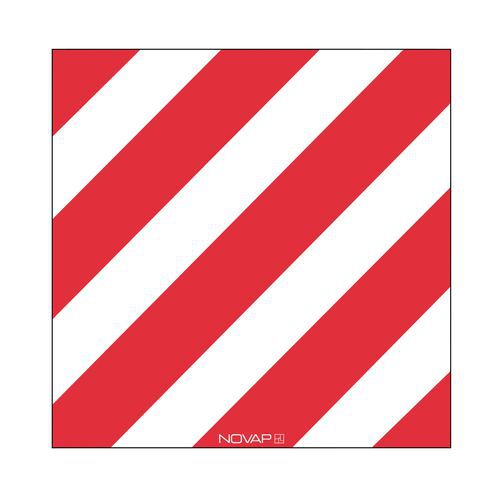 Červenobiely šrafovaný znak – Novap