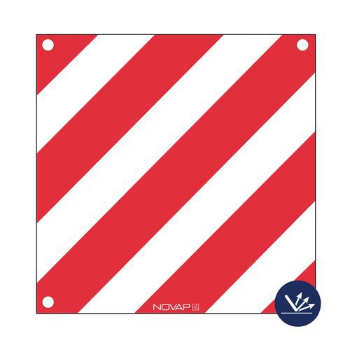 Červenobiely šrafovaný znak – Novap