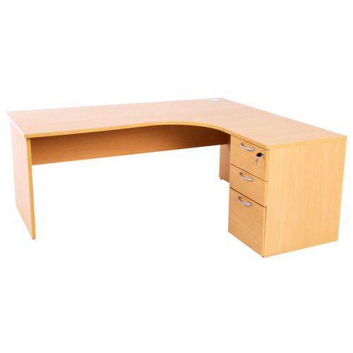 Kancelárske stoly s kontajnerom Manutan Expert, 72 x 160 - 180 x 152 cm, pravé/ľavé prevedenie, buk