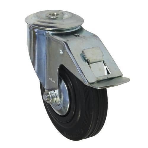 Gumové transportné kolesá so stredovým otvorom, priemer 80 - 100 mm, otočné, klzné ložiská