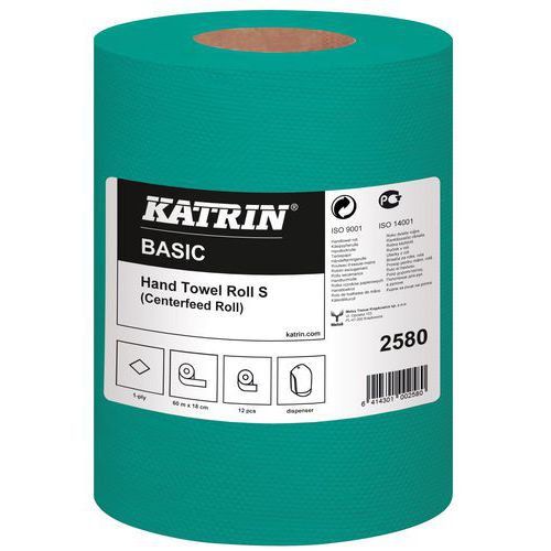 Papierové uteráky Katrin Basic S 1-vrstvové, 60 m, zelené, 12 ks