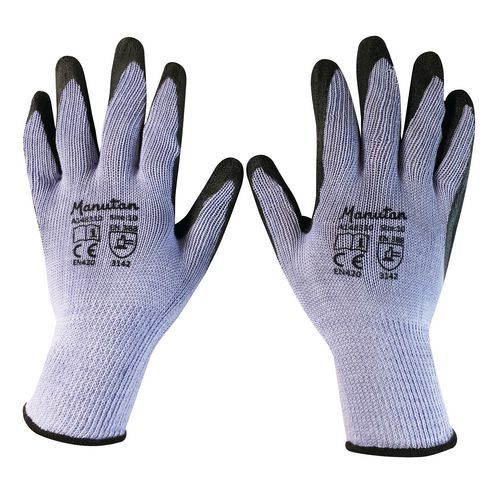 Nylonové rukavice Manutan Expert polomáčané v latexe, sivé