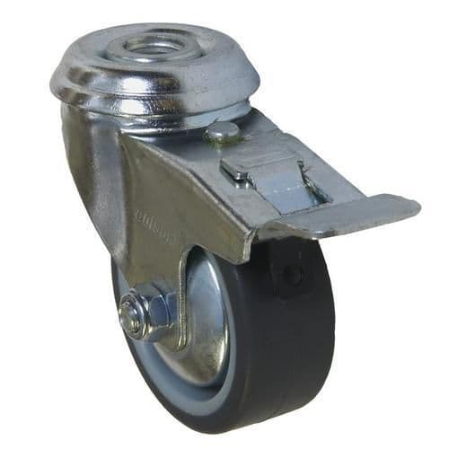 Gumové prístrojové kolesá so stredovým otvorom, priemer 50 - 125 mm, otočné, klzné ložiská