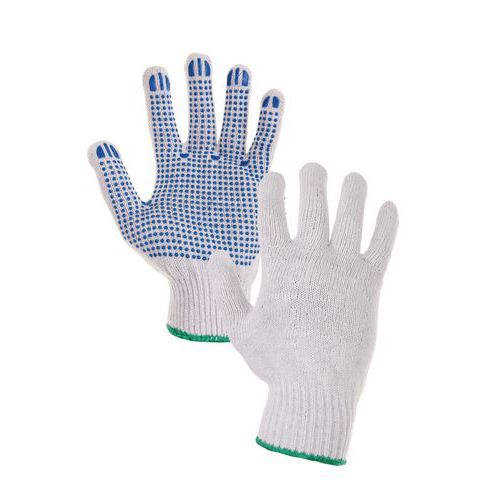 Bavlnené rukavice CXS s terčíkmi, biele/modré