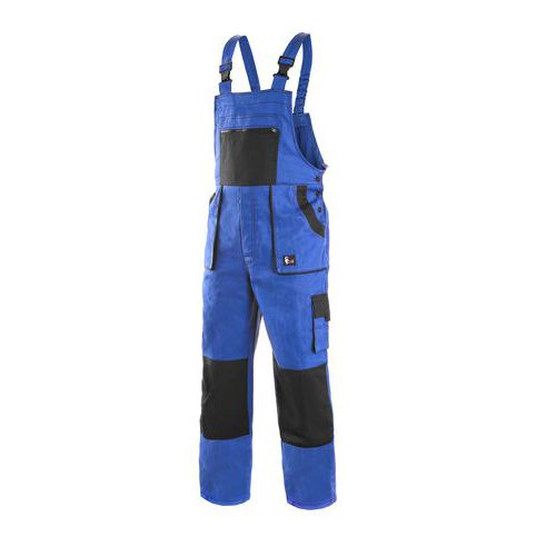 Zimné pánske montérkové nohavice CXS s náprsenkou, modré/čierne