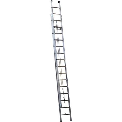 Výsuvný hliníkový rebrík PROFI s lanom, 2 x 15 priečok