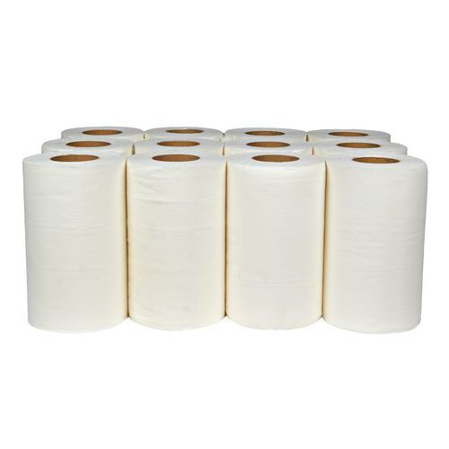 Papierové uteráky Midi 2-vrstvové, 50 m, biele, 12 ks