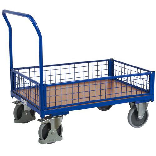 Plošinové vozíky s držadlom a nízkymi mrežovanými bočnicami, do 500 kg