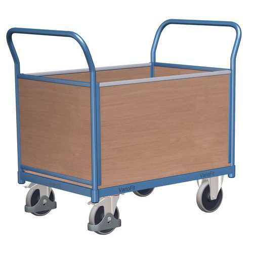 Plošinový vozík s dvoma držadlami s plnou výplňou a bočnými stenami, do 400 kg