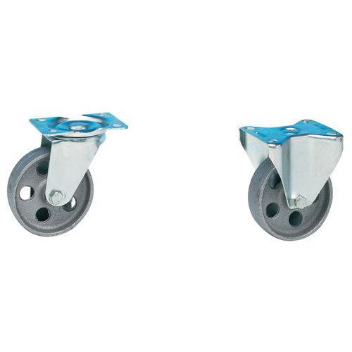 Liatinové transportné kolesá s prírubou, priemer 80 - 100 mm, klzné ložiská, teplotne odolné