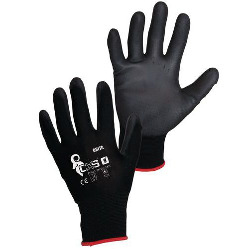 Polyesterové rukavice CXS polomáčané v polyuretáne, čierne