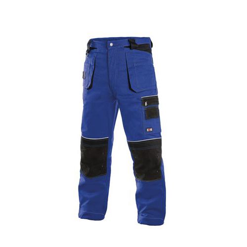 Pánske montérkové nohavice CXS s reflexnými prvkami, modré/čierne
