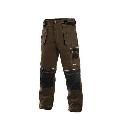 Pánske montérkové nohavice CXS s reflexnými prvkami, hnedé/čierne