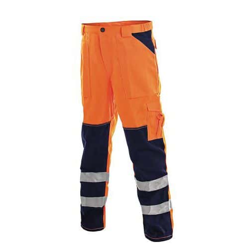 Pánske montérkové reflexné nohavice CXS, oranžové/modré