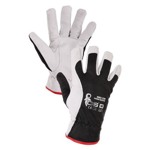 Kombinované zimné rukavice CXS Technik Winter, čierne/biele
