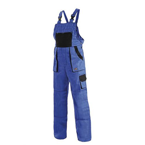 Pánske montérkové nohavice CXS s náprsenkou, modré/čierne