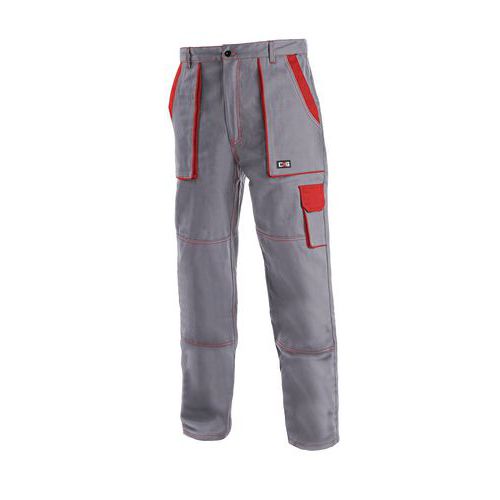 Pánske montérkové nohavice CXS, sivé/červené