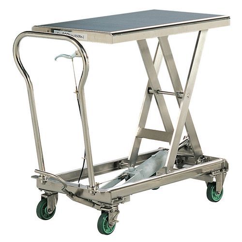Mobilný hydraulický zdvíhací stôl Bishamon, do 200 kg, doska 81,3 x 50 cm Mobilný hydraulický zdvíhací stôl Bishamon, do 200 kg, doska 81,3 x 50 cm