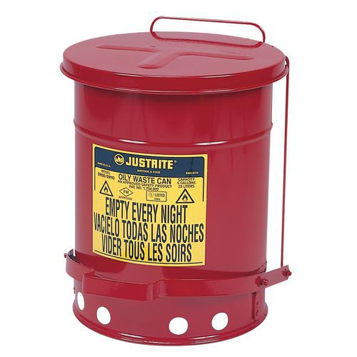 Kovové odpadkové koše na horľavé a nebezpečné látky Justrite, objem 23 l