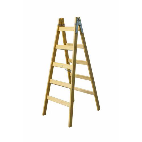 Drevený dvojitý rebrík, 2 x 5 priečok